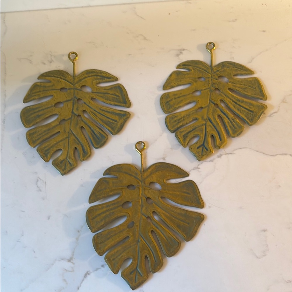 Vintage Metal Palm Leaves Set of 3